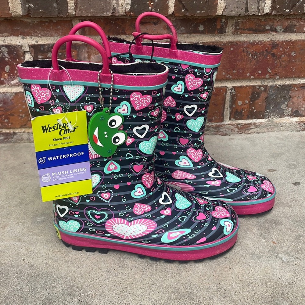 NWT Western Chief Plush Lined Rain Boots! Child 13